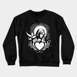 Holy Mary with heart and dove of peace Crewneck Sweatshirt